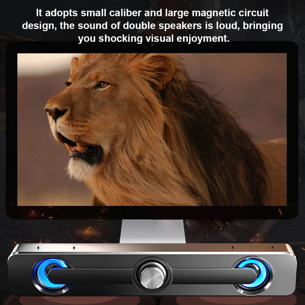 Compact LED Computer Soundbar Speaker With USB