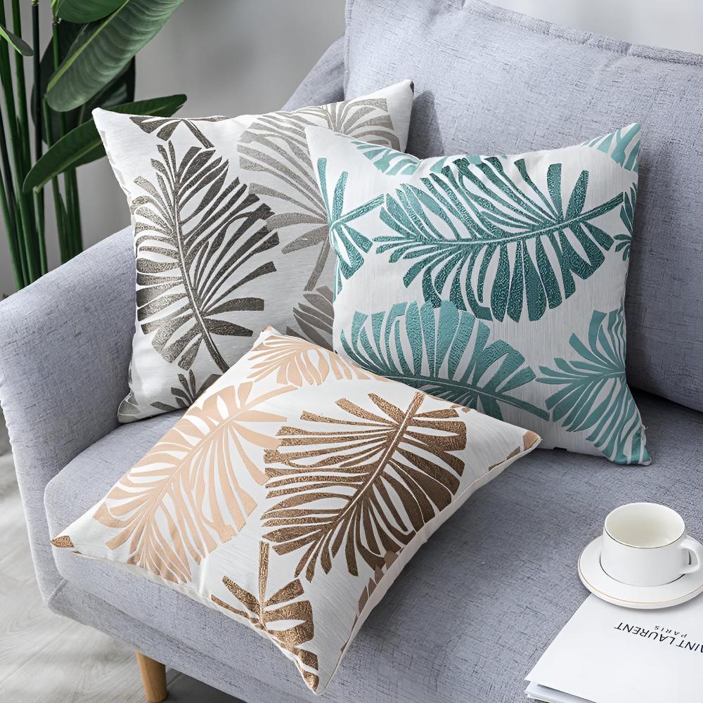 Shiny Leaf Pattern Pillow Cover - Luxicro
