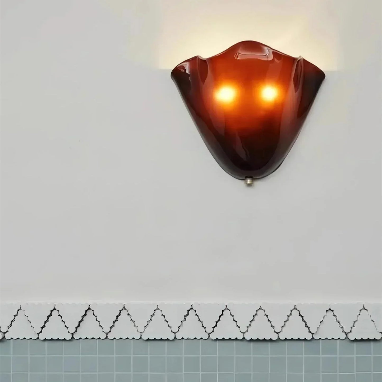 Vintage Glass Wall Lamp with Floral Shade