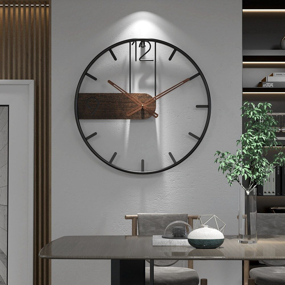 Contemporary Wooden Wall Clock - Quiet Modern Home Decor - Luxicro