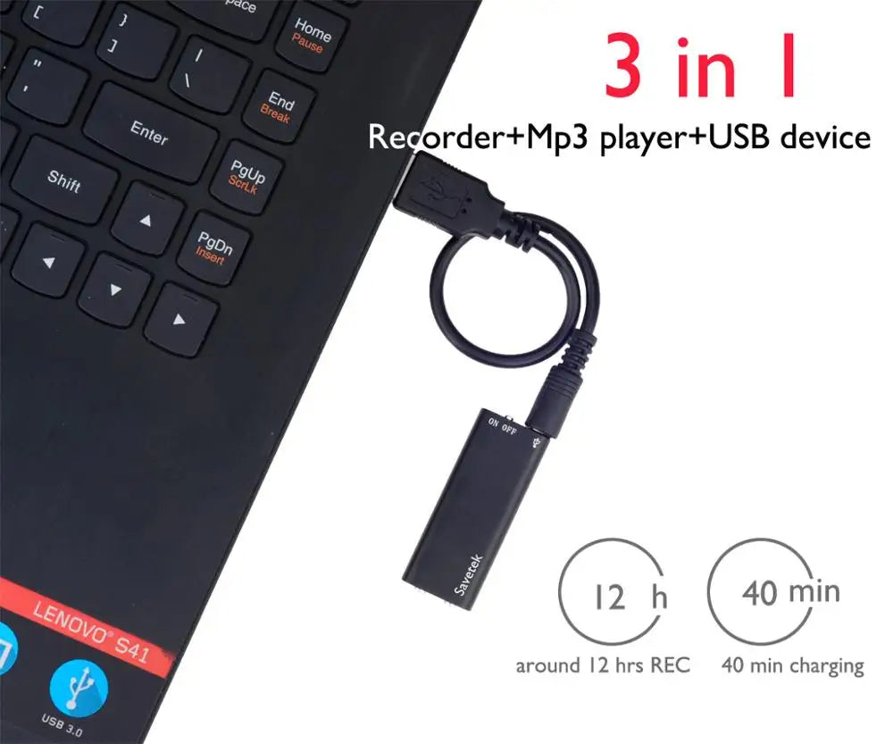 Compact Handsfree Digital Voice Recorder