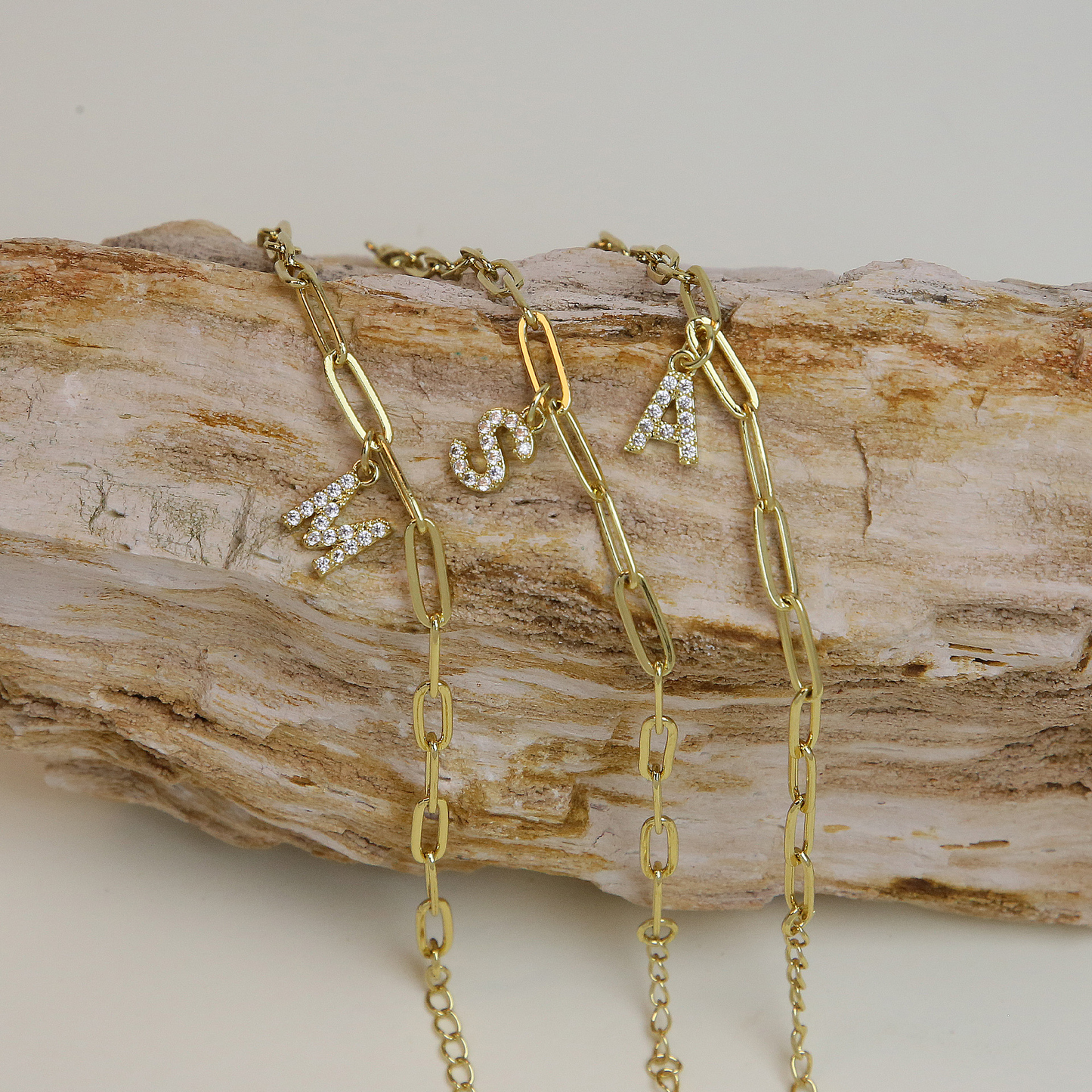 Dainty Monogram Paperclip Charm Bangle