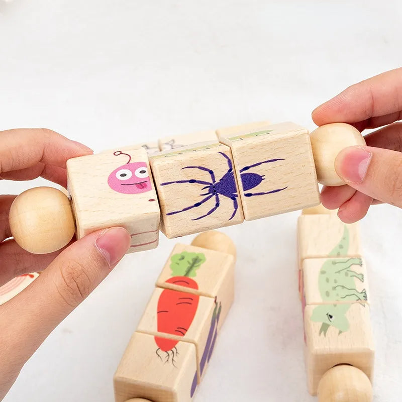 Natural Wooden Baby Rattle Toy