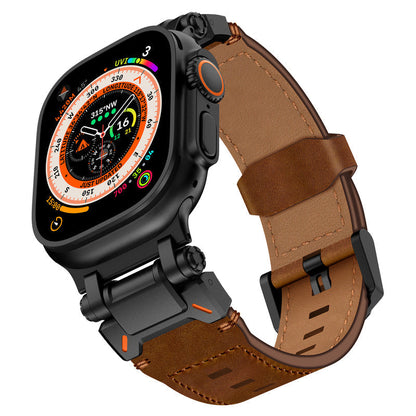 Rugged Brown Leather Strap For Apple Watch