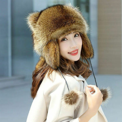 Soft Faux Fur Raccoon Plush Family Hat