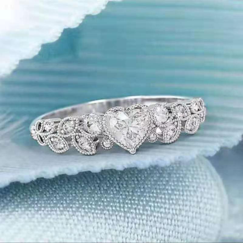Elegant Diamond Heart Shaped Ring
