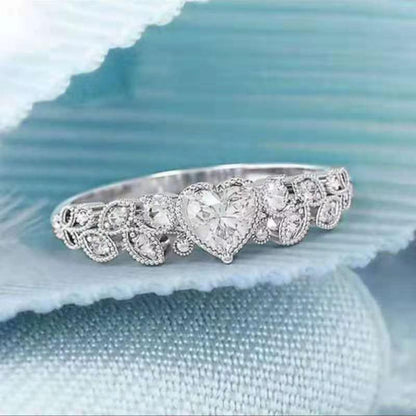 Elegant Diamond Heart Shaped Ring