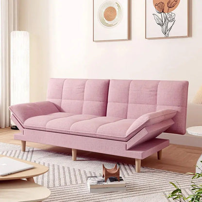 Plush Fake Leather Foldable Sleeper Sofa Bed