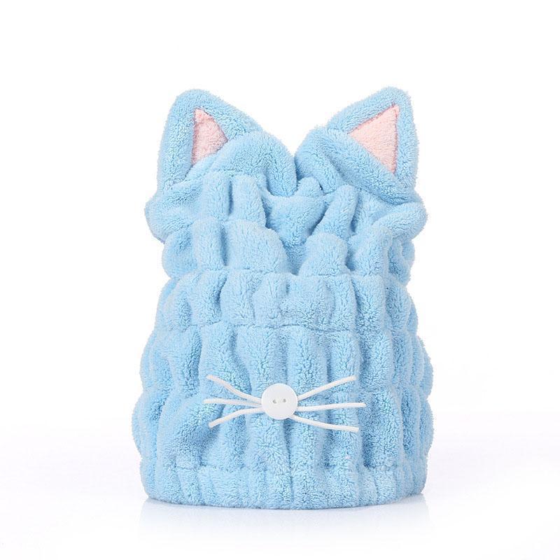 Soft Cat Ear Microfiber Bath Cap - Luxicro