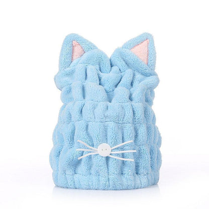 Soft Cat Ear Microfiber Bath Cap - Luxicro