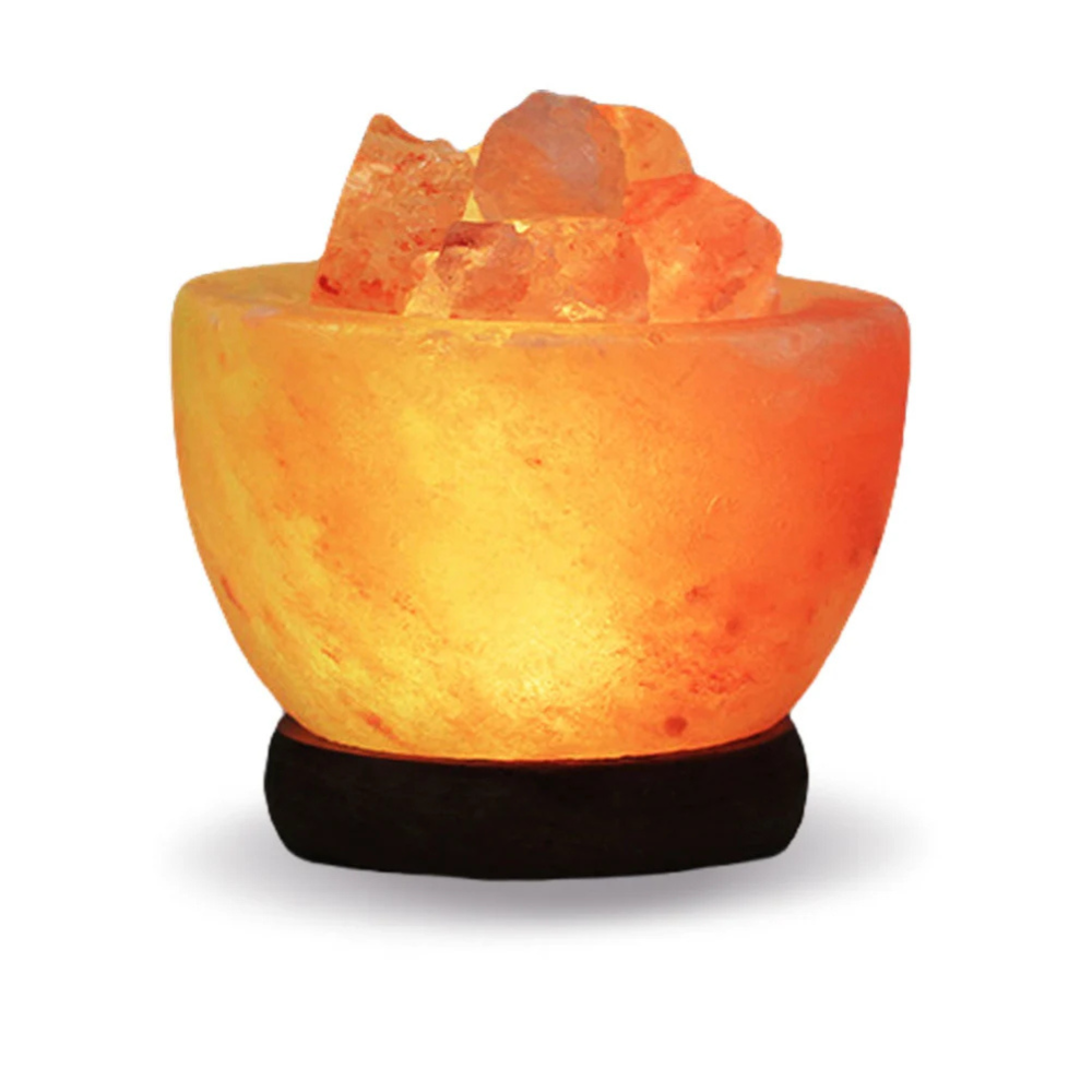 Natural Salt Crystal Table Lamp with Wood Base