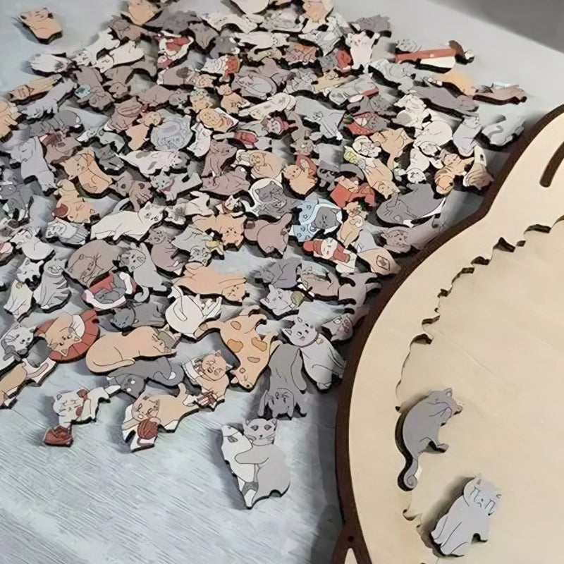Difficult Wooden Cat Jigsaw Puzzle 135 Pieces