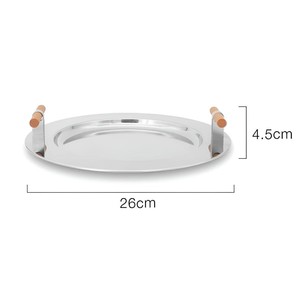 Luxury Metal Serving Platter with Wood Grip Handles