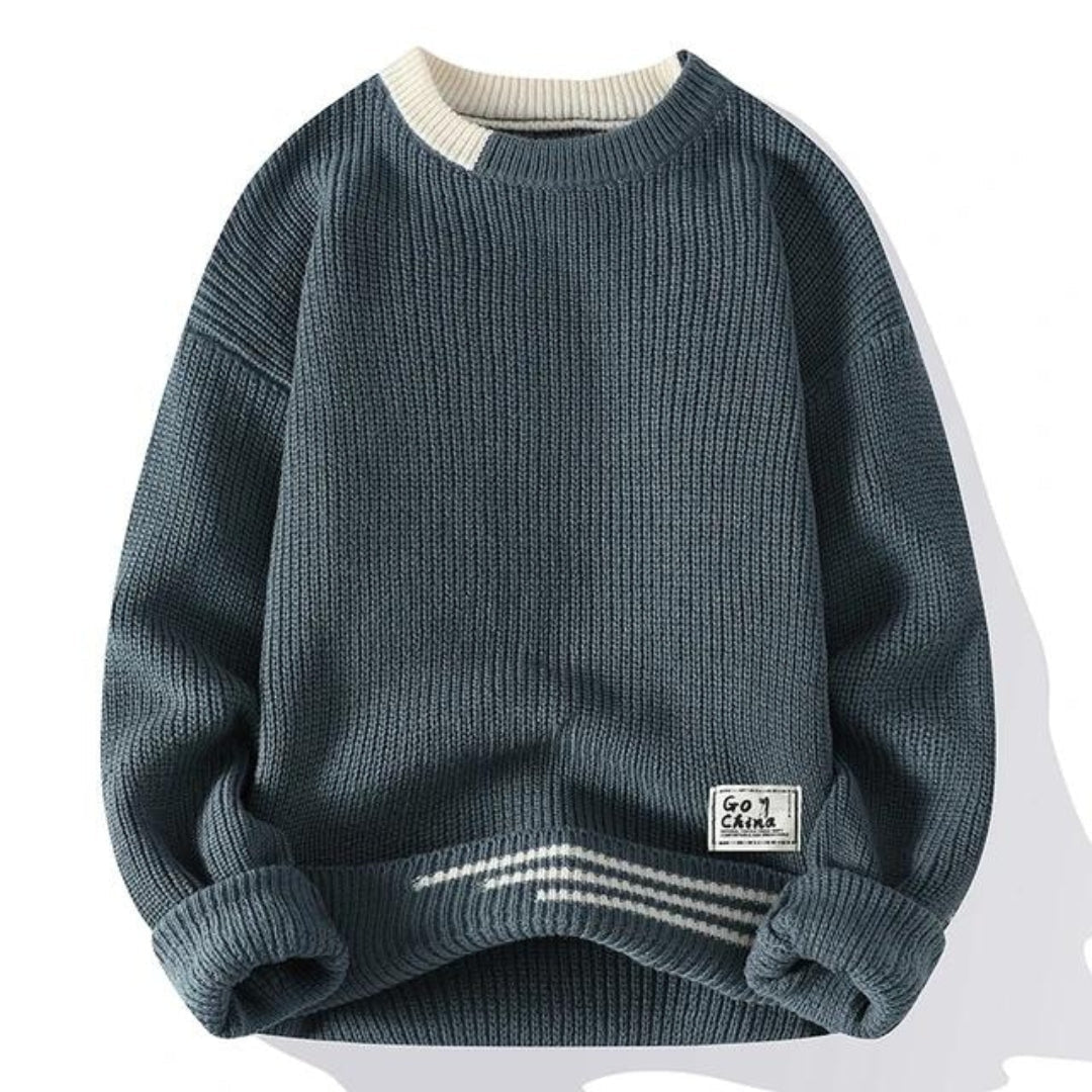 Cozy Mens Crew Neck Sweater - Loose Fit Warm Wear