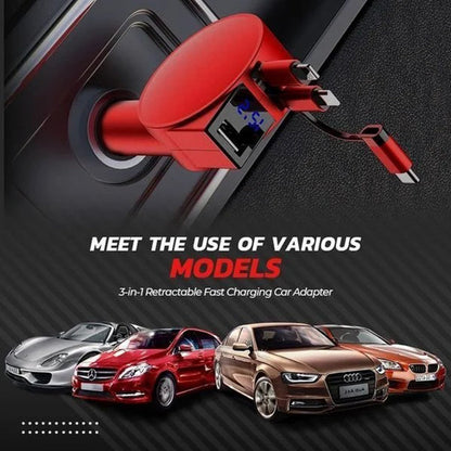 Portable 3-in-1 Fast Car Phone Charger