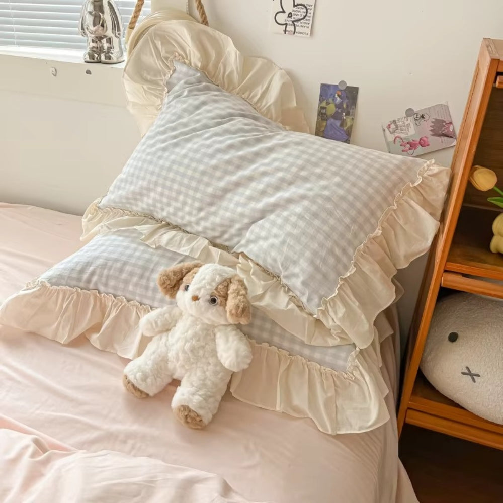 Classic Plaid Ruffled Bed Sheet Set