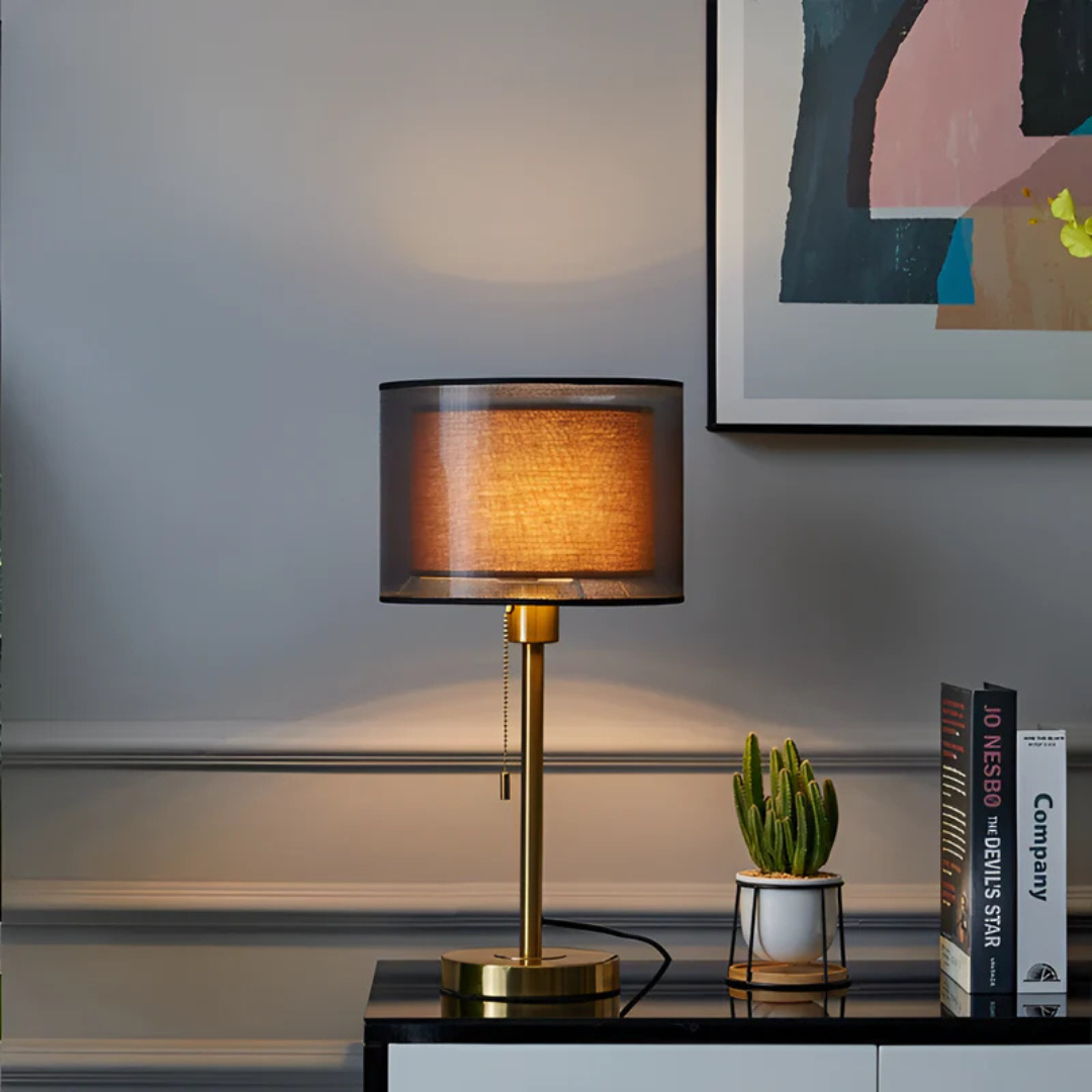 Elegant Desk Lamp with Double Fabric Shade