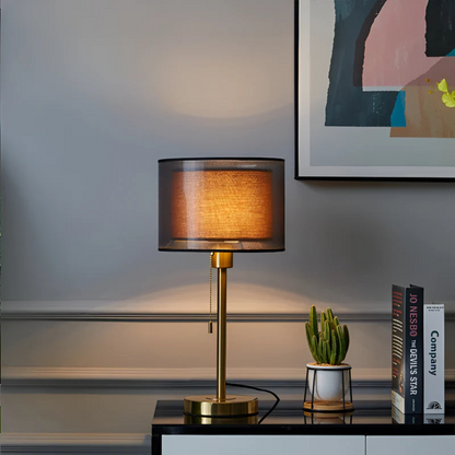 Elegant Desk Lamp with Double Fabric Shade