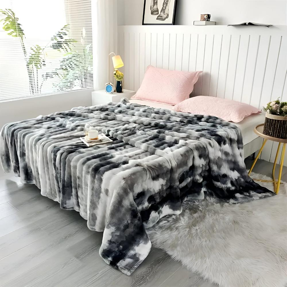 Colorful Swirl Faux Fur Throw Blanket