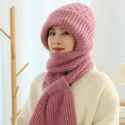 Soft Fleece Winter Beanie with Scarf