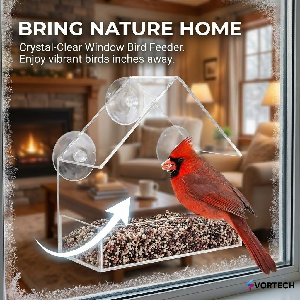 Easy Install Window Bird Feeder with Camera