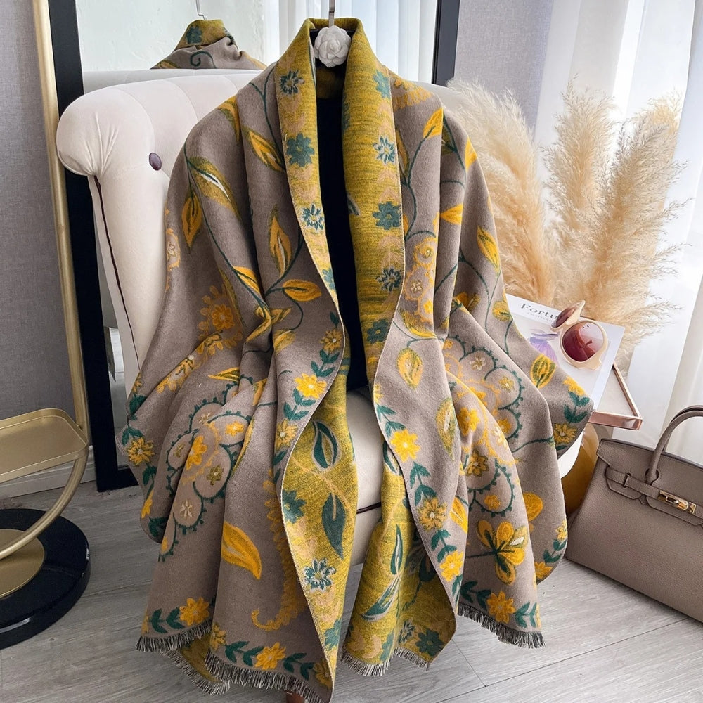 Plush Reversible Flower Winter Scarf Wrap