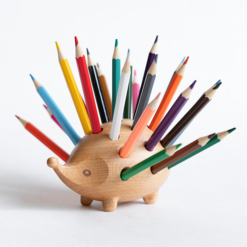 Adorable Wood Hedgehog Pen Holder - Luxicro