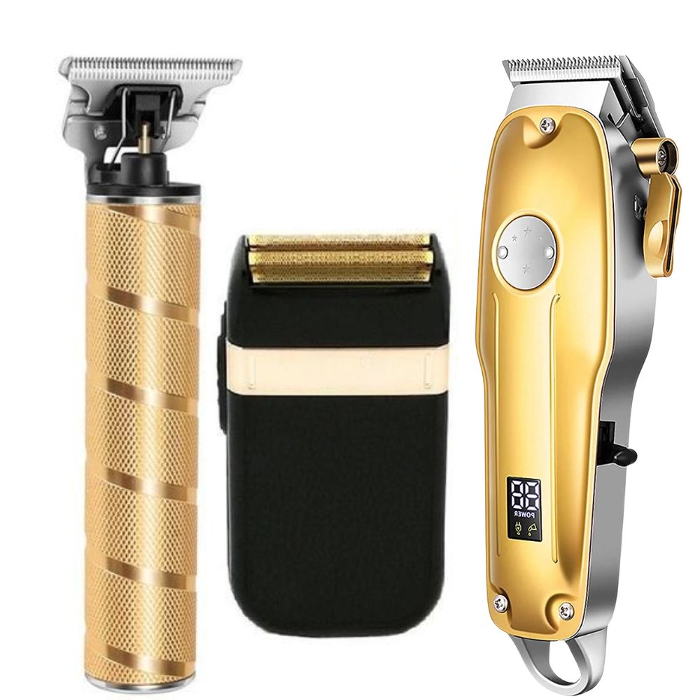 Premium Cordless Men's Hair Trimmers Gold Kit - Luxicro