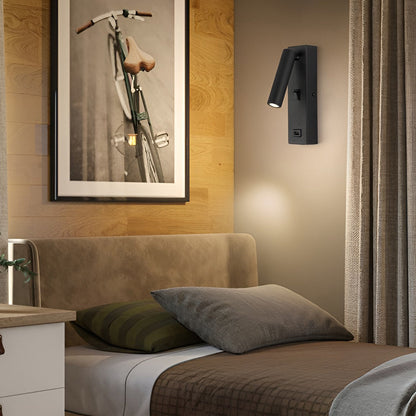 Slim LED Wall Lamp with Flexible Arm and USB Port