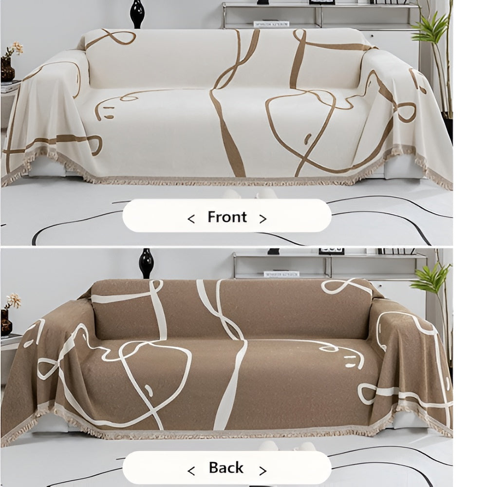 Soft Plush Reversible Chenille Sofa Slipcover