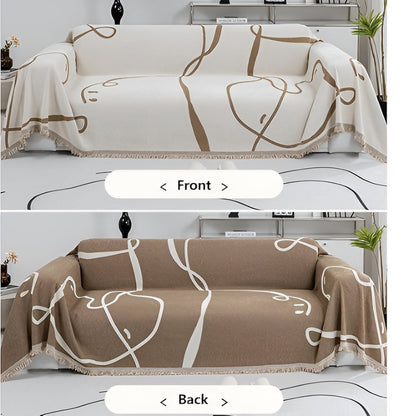 Soft Plush Reversible Chenille Sofa Slipcover