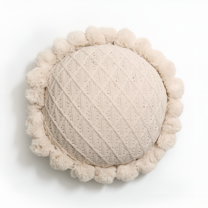 Colorful Floral Pom Pom Pillow