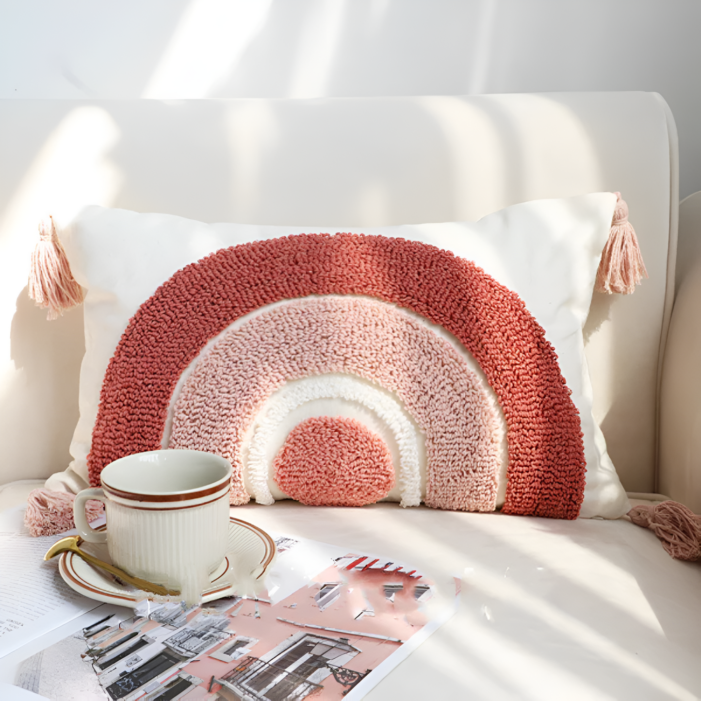Decorative Stitched Floral Pillow Cover