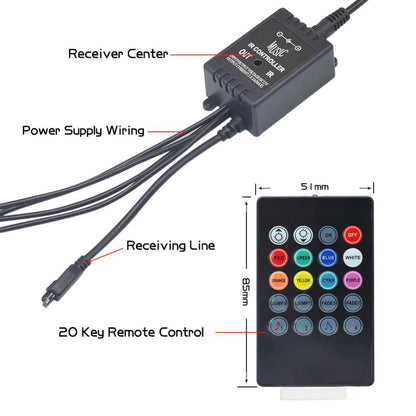 Colorful Car LED Strip Light with Wireless Remote Control