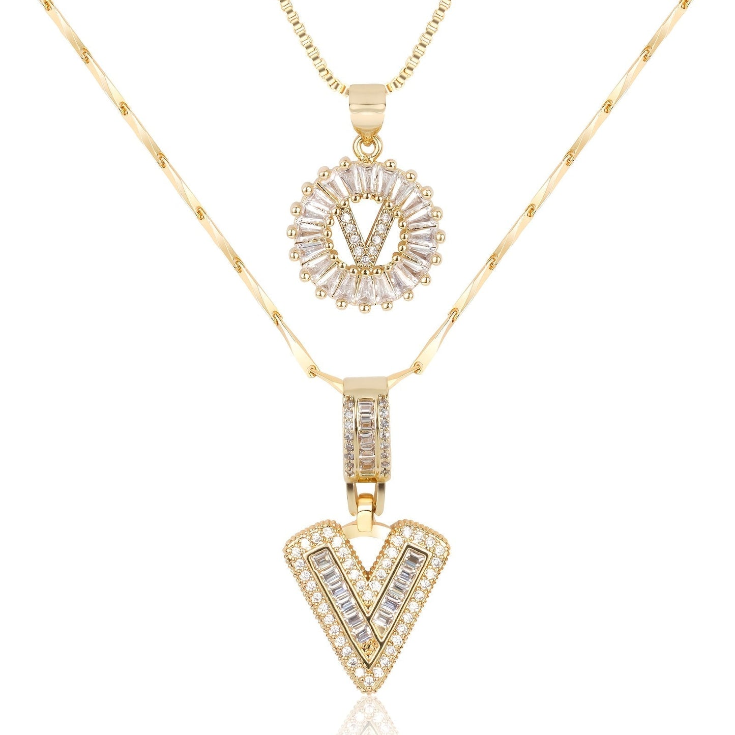 Custom 14k Gold Letter Diamond Necklaces
