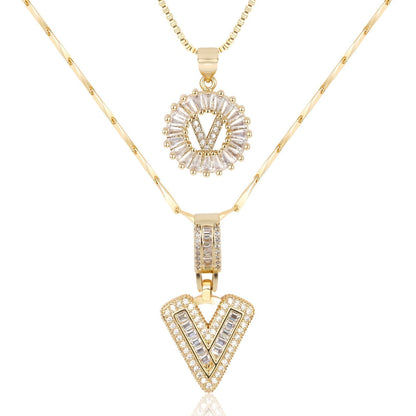 Custom 14k Gold Letter Diamond Necklaces