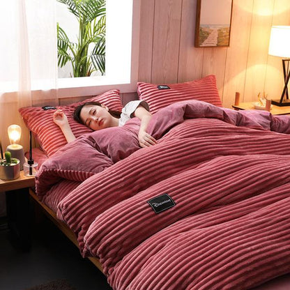 Plush Corduroy Soft Velvet Bedding Set