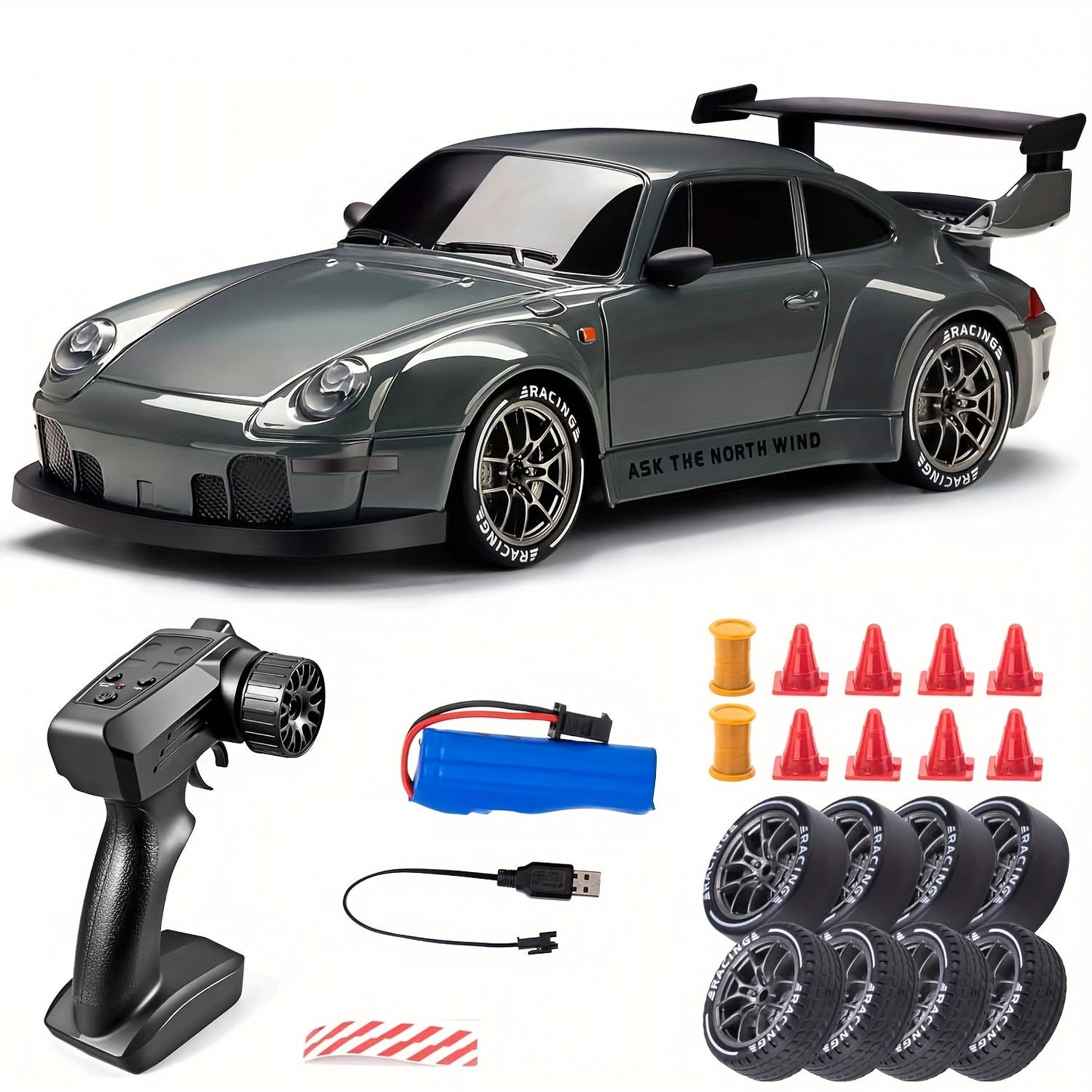 High Speed RC Drift Car with LED Lights - Rechargeable