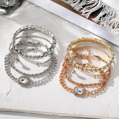 Sparkling Crystal Beaded Charm Bracelet Set