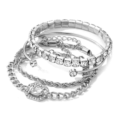 Sparkling Crystal Beaded Charm Bracelet Set