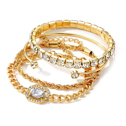 Sparkling Crystal Beaded Charm Bracelet Set