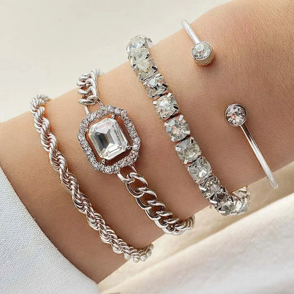 Sparkling Crystal Beaded Charm Bracelet Set