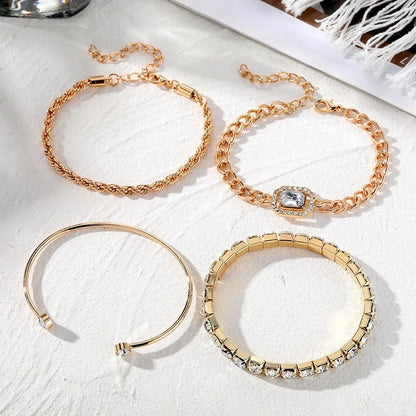 Sparkling Crystal Beaded Charm Bracelet Set
