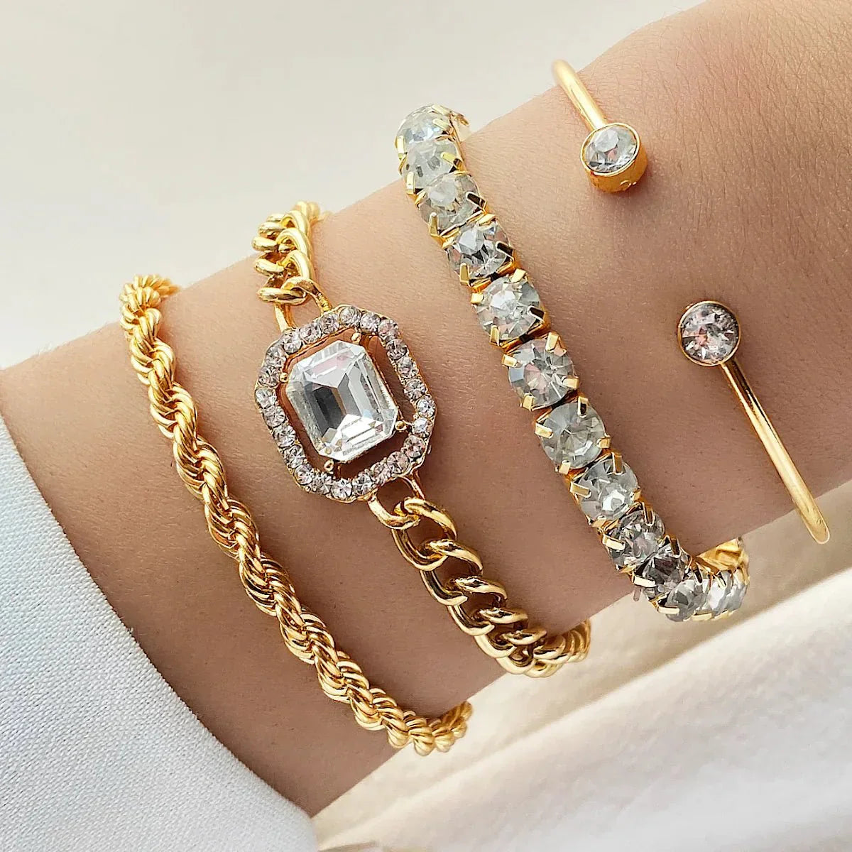 Sparkling Crystal Beaded Charm Bracelet Set - Luxicro