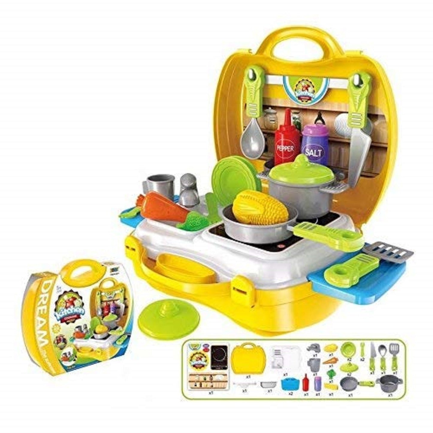 Tiny Play Kitchen Set with Toy Cooking Utensils - Luxicro