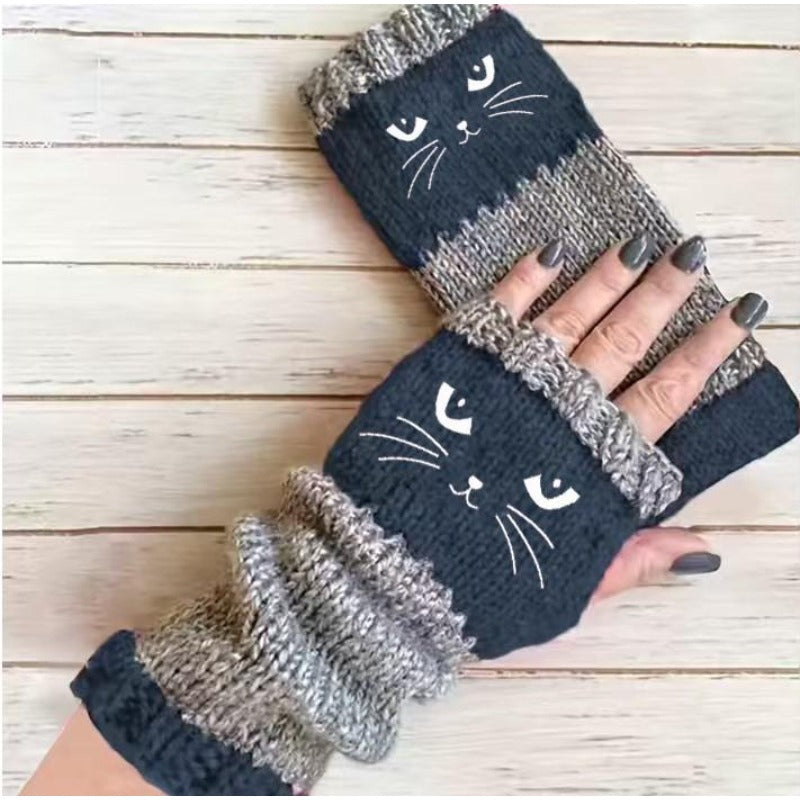 Cozy Kitty Design Touchscreen Gloves