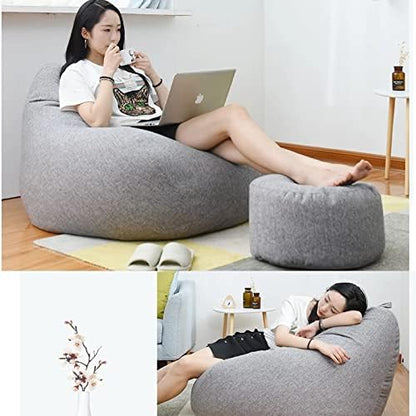 Plush Linen Bean Bag Chair - Comfortable Seating Solution
