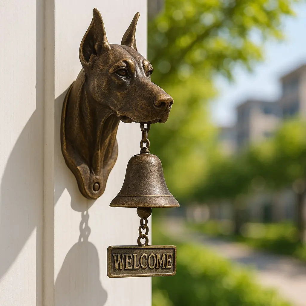 Traditional Bronze Wall Bell with Dog Design