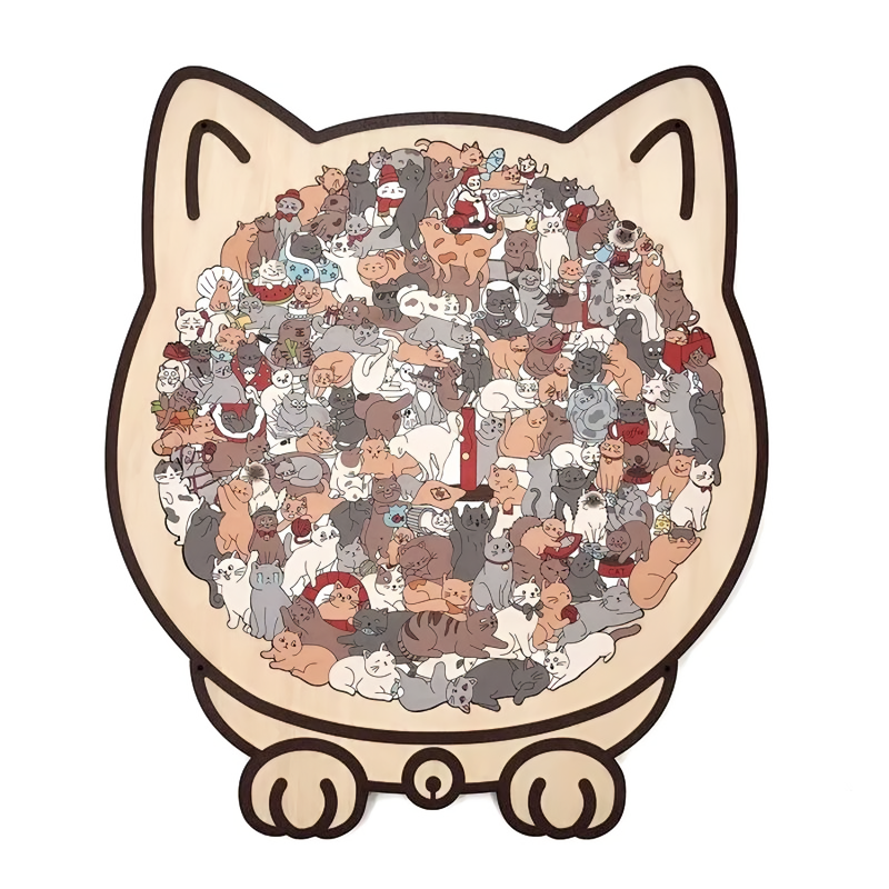Difficult Wooden Cat Jigsaw Puzzle 135 Pieces - Luxicro