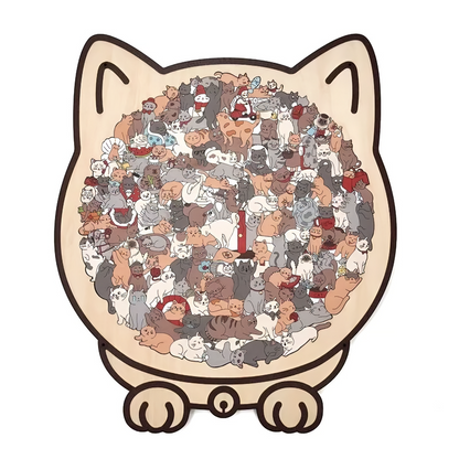 Difficult Wooden Cat Jigsaw Puzzle 135 Pieces - Luxicro